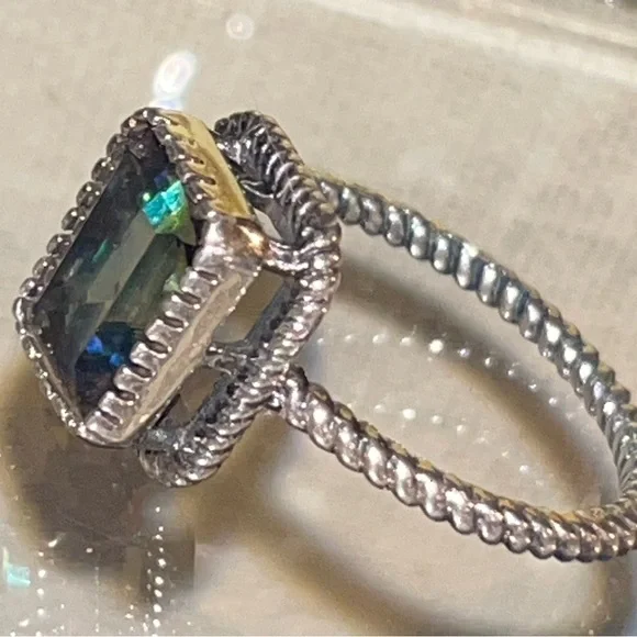 Rainbow Quartz Sterling Silver Ring 6.5